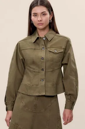 Rebecca Taylor Carmen Garment Dyed Jacket in Olive at Nordstrom, Size X-Large