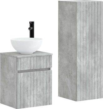 vidaXL Juego De Muebles De Ba&ntilde;o 2 Uds. Gris Hormig&oacute;n Vidaxl