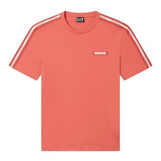 Emporio Armani T-Shirts, male, Red, Size: M Logo Series Cotton Crew-Neck T-Shirt