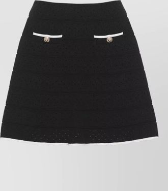 Self Portrait textured midi skirt buttons trim pockets