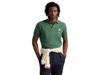 Polo Ralph Lauren Custom Slim Polo Bear Mesh Polo Shirt Mens Clothing Antique Green Hrtg Icns Bear : LG, Cotton/Mesh