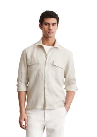 Marc O'Polo Leinenhemd MARC OPOLO, Herren, Gr. XL, N-Gr, grau (gray silk), Web, Obermaterial: 100% Leinen, regular fit, Hemden Leinenhemd