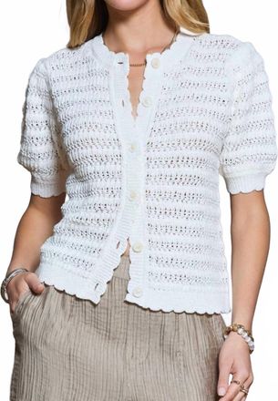 Current Air Womens Crochet Short Sleeve Cardigan In White