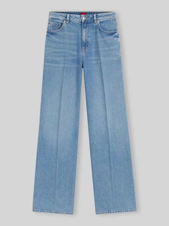HUGO BOSS Wide Leg Jeans aus reiner Baumwolle mit B&uuml;gelfalten in Hellblau, Gr&ouml;&szlig;e 25/32