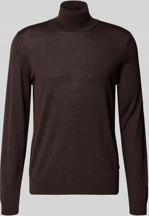 HUGO BOSS Regular Fit Rollkragenpullover aus reiner Schurwolle Modell MUSSO in Dunkelbraun, Größe XXXL