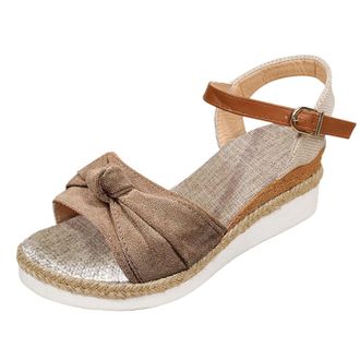 Generic Low Wedge Espadrilles Summer Sandals for Women Wide Fit Orthopedic Sandals Arch Support Closed Toe Mid Heel Sandals Strappy Party Shoes Comfortable We
