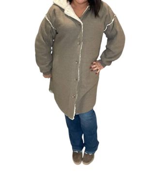 Saltwater Luxe Sherpa Lined Open Jacket In Olive