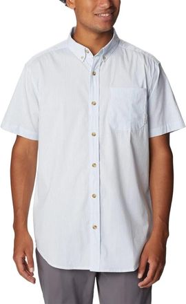 Columbia Rapid Rivers Shirt Men White Stripe Short Sleeve Button-Down FROG269