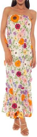 Marina Rossini Floral Appliqu&eacute; Gown in Ivory Multi at Nordstrom Rack, Size X-Large