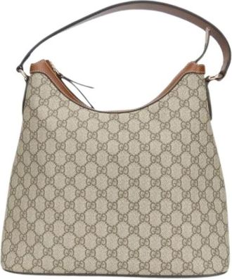 Gucci Pre-owned Vintage Canvas Schoudertas - Dames - Vintage Schoudertas - Beige - ONE Size - Leer - Vintage