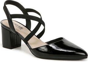 Life Stride April Slingback Pointed Toe Pump in Black Shine at Nordstrom Rack, Size 6.5