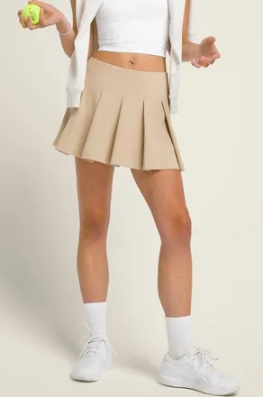 Wilson Classic Pleated Performance Miniskirt in Safari at Nordstrom, Size X-Large