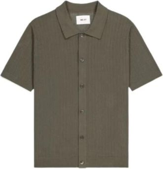 Nn.07 Kortemouw Cardigan Klassieke Stijl - Heren - Korte mouwen Overhemden - Groen - M - Katoen - Overhemden