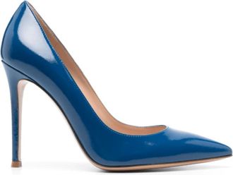 Gianvito Rossi Ocean Blue Puntige Neus Leren Pumps - Dames - Pumps - Blauw - 39 1/2 EU - Schoenen