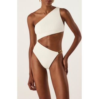 Vix Jo Marl Cutout One-Shoulder One-Piece Swimsuit in White at Nordstrom, Size X-Small