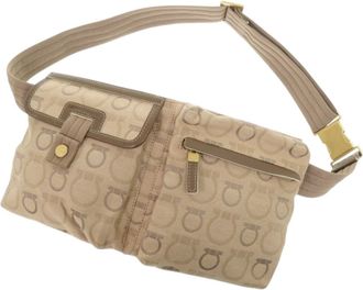 Ferragamo Gancini Beige Canvas Sling Bag (Pre-Owned)