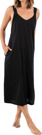 Lovestitch Linen Midi Dress In Black