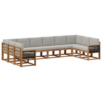vidaXL Conjunto De Sof&aacute;s De Exterior 10 Pcs Natural Y Gris Claro Vidaxl