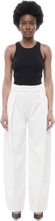 Jacquemus White Loose Pleated Pants