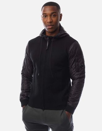 C.P. Company Mens Extrafine Merino Wool Mixed Hoodie - Black - Size: 42
