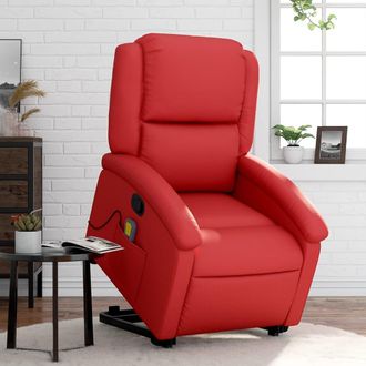 vidaXL Vidaxl - Sill&oacute;n Reclinable De Masaje De Pie Cuero Artificial Rojo
