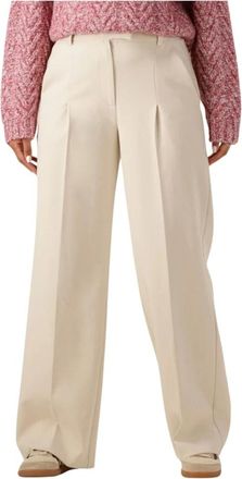 Another Label Broeken, Dames, Beige, L, Elegante Plooibroek voor Herfst/Winter