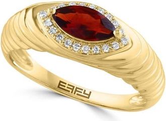 Effy 14K Yellow Gold Marquise Garnet & Diamond Fluted Ring in 14K Gold at Nordstrom, Size 7