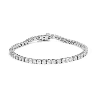 House of Brilliance IGI Certified.925 Sterling Silver 1.0 Cttw Miracle-Set Diamond Round Miracle Plate Tennis Bracelet