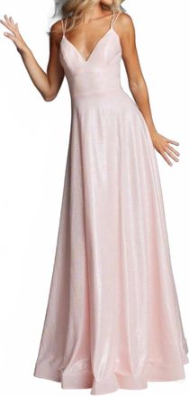 Jovani Lace Up Back Dress In Pink