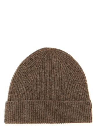 Ballantyne Cashmere Ribbed Beanie - Brown