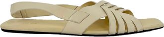 The Row Meera Leather Sandals in Cream Leather