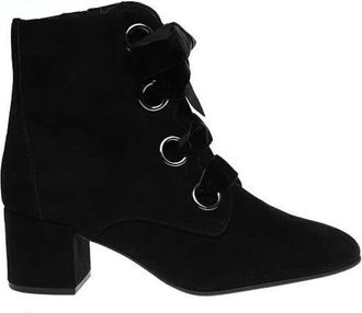 H&ouml;gl Elegante fluwelen veterlaars - Dames - Laarzen met Hak - Zwart - 40 1/2 EU - Su&egrave;de - Schoenen
