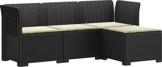 vidaXL Sof&aacute; De Jard&iacute;n Para 4 Personas Con Cojines Y Dise&ntilde;o De Rattan Vidaxl