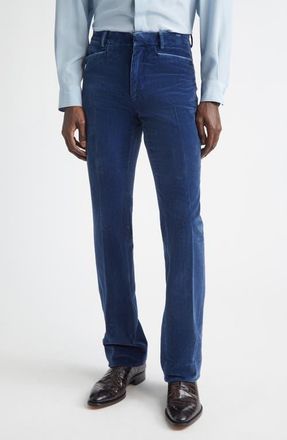 Tom Ford Velveteen Straight Leg Pants in Indigo at Nordstrom, Size 38 Us
