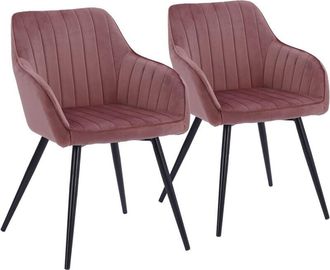 Happy Garden Juego de 2 sillas de terciopelo rosa BERTILLE