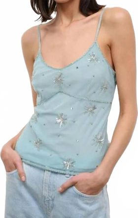 Staud Azzura Hand Beaded Top In Lakeside Blue