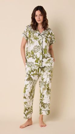 The Cats Pajamas Pima Knit Cropped Pajama Set in Woodside at Nordstrom, Size X-Large