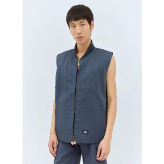 Dickies Twill Crewneck Vest met Zakken - Heren - Bodywarmers - Blauw - S - Katoen - Jassen