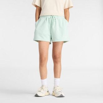 New Balance Womens Logo French Terry Short in Green Cotton Fleece, size X-Large