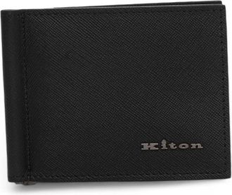 Kiton Leren Geldclip met Kaarthouder Compartimenten - Heren - Portefeuilles - Zwart - ONE Size - Accessoires
