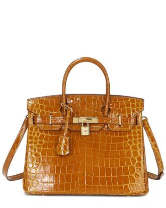 Tiffany & Fred Large Croc-Embossed Leather Satchel