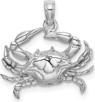 Diamond2Deal 10K White Gold 2-D Blue Crab Charm Pendant