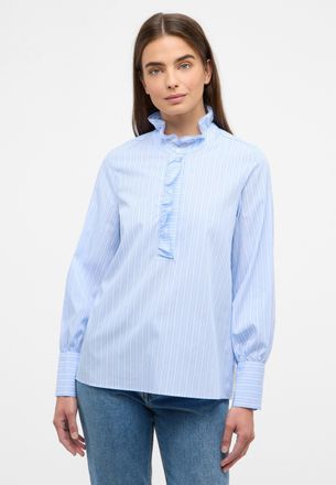 Eterna Longbluse ETERNA LOOSE FIT, Damen, Gr. 44, blau (hellblau), 100% Baumwolle, Blusen Longbluse, EASY IRON (b&uuml;gelleicht)