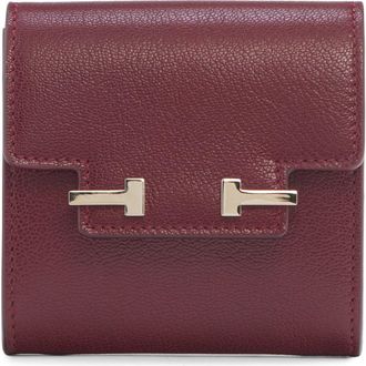 Tom Ford Double T Leather Card Holder in Ruby Red at Nordstrom