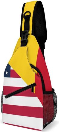 Generic U.S.A And Romania Flag Mens Print Crossbody Large Sling Backpack Casual Chest Bag Gift for Traveling Hiking Workout