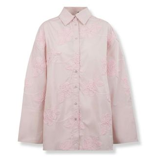 Rotate ROTATE Birger Christensen, Shirts, female, Pink, Size: XS Flower Oversized Shirt