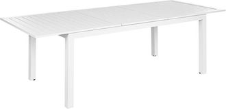 Beliani Extending Garden Table 180/240 x 90 cm Aluminum White Outdoor Furniture Skaloma