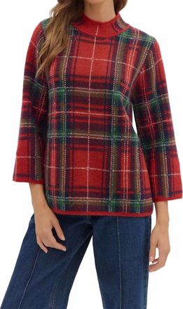 Entro Adelina Plaid Sweater In Red Plaid
