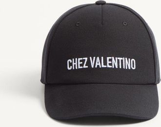 Valentino Garavani Baseball Cap Chez Valentino In Cotone Con Ricamo Uomo NERO 57