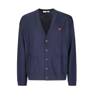 Maison Kitsun&eacute; Cardigan in seta e nylon - - Knitwear - Uomo - Blu - L